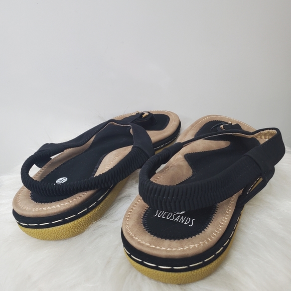 Socosands Shoes New Socosands Black Gold Tstrap Womens Comfort